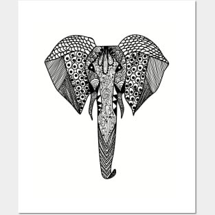 Tembo the Elephant - Monochrome line art Posters and Art